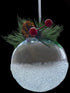CLEAR FROST BAUBLE WITH SNOW 8 CENTIMETRE. 55131