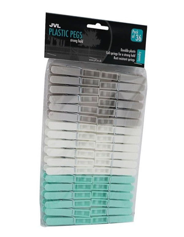 Strong Clothes Pegs - JVL Rust Resistant Plastic 36 Pack 19-280