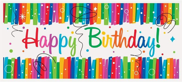 Happy Birthday Banner - Giant 5ft Rainbow Ribbons UNI49567