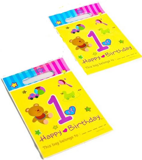 12PK 1ST BIRTHDAY LOOT BAGS. DP07441