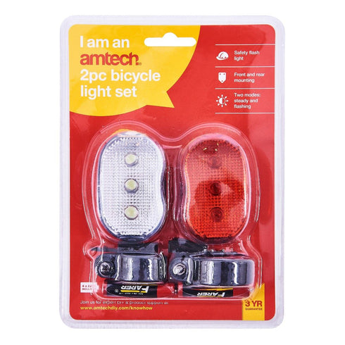 AMTECH 2PC BICYCLE FLASH LIGHT SET. AMS1825