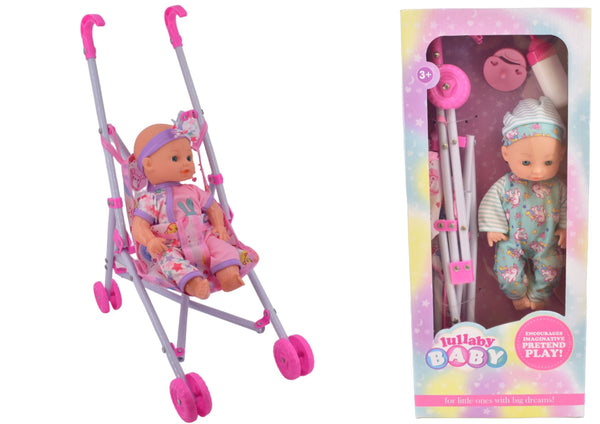 LULLABY SMALL BABY DOLL & STROLLER 9" / 23CM. TY2161