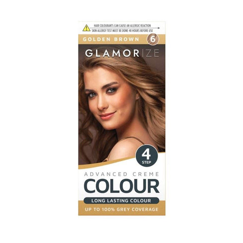 GLAMORIZE LONG LASTING WOMAN HAIR DYE COLOUR NO. 6 - GOLDEN BROWN. OL309643