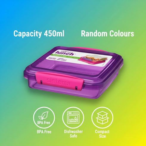 SISTEMA SANDWICH LUNCH BOX 450ML ASSORTED COLOUR - 1 PCS. SIS31646