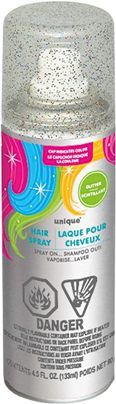 Silver Glitter Hair Spray - UNIQUE PARTY 4.5oz UNI9051S