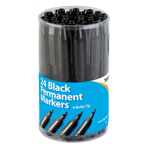 TIGER 2MM BULLET TIP BLACK PERMANENT MARKERS 24/PK. T301497
