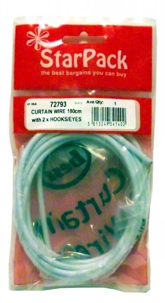Curtain Wire Kit 180cm with Hooks/Eyes - Easy Install