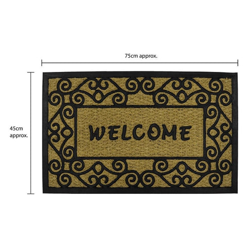 Welcome Door Mat - JVL Woven Tuffscrape Scraper 45x75cm