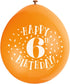 6th Birthday Balloons - Unique Party Happy Latex Pack | UNI56040
