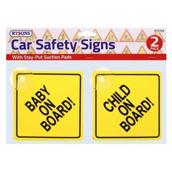 2X CAR SAFETY SIGNS BABY CHILD ON BOARD SUCTION CUP. RY3109