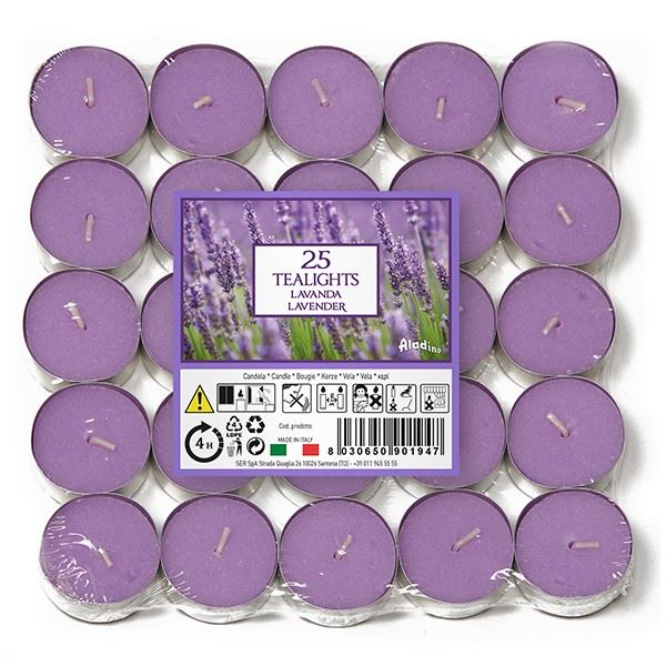 ALADINO LAVENDER TEALIGHT CANDLE 4HRS 25/PK. 021937D