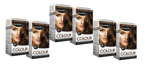 GLAMORIZE LONG LASTING WOMEN HAIR DYE COLOUR NO. 5 - DARK BROWN 6/PK. OL309639