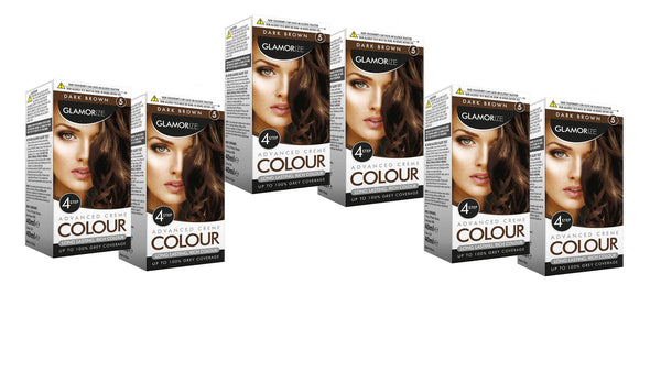 GLAMORIZE LONG LASTING WOMEN HAIR DYE COLOUR NO. 5 - DARK BROWN 6/PK. OL309639
