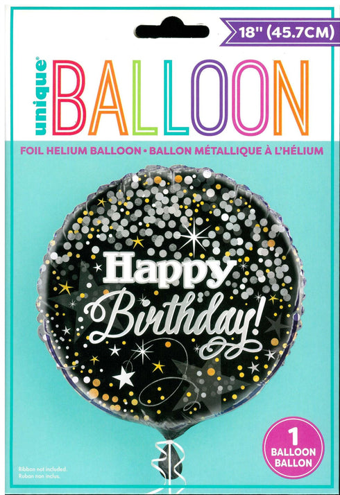 Glitter Birthday Balloon - Unique 18" Round Foil Decoration