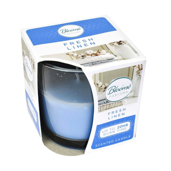 BLOOME SCENTED GLASS JAR CANDLE 20H - FRESH LINEN. OL322079