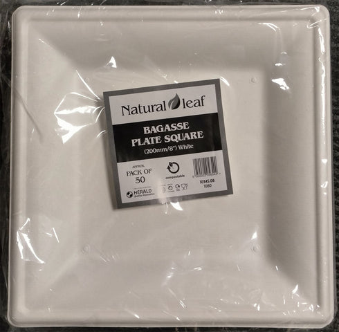 Biodegradable Square Plates - Eco-Friendly 8" Bagasse 50/Pack