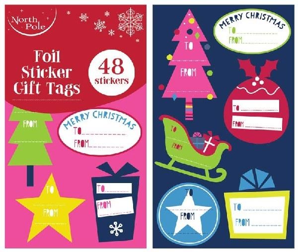 NORTH POLE 48 FOIL STICKER GIFT TAGS. EWX25773S