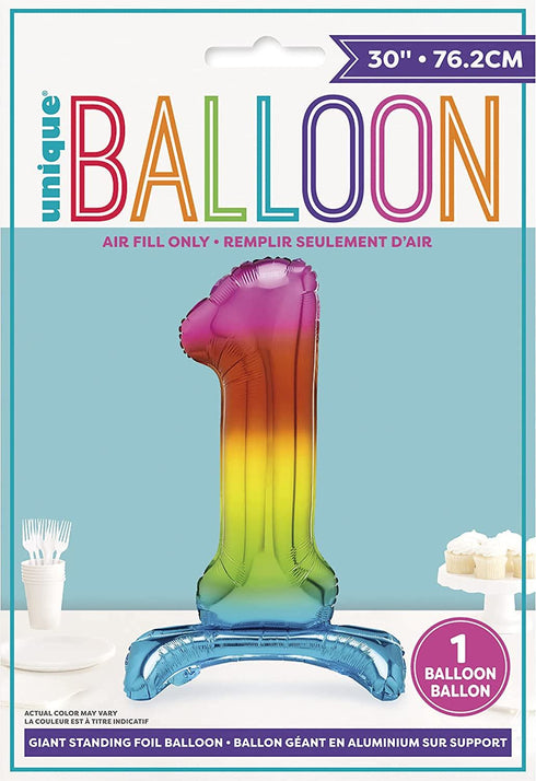Giant Number Balloon - Rainbow 76cm Standing Foil | UNI13261