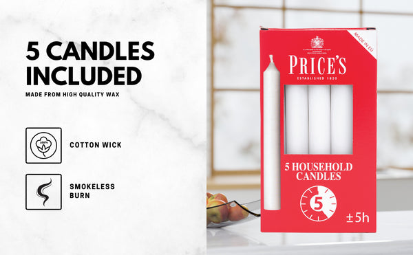 PRICES HOUSEHOLD CANDLE 5HRS 5/PK. HC056028 354052