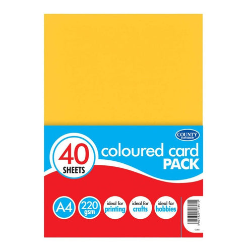Coloured Cardstock A4 220gsm - COUNTY 40 Pack C385