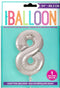 Silver Number Balloon - Unique Birthday Glitz #8, 34 Inch