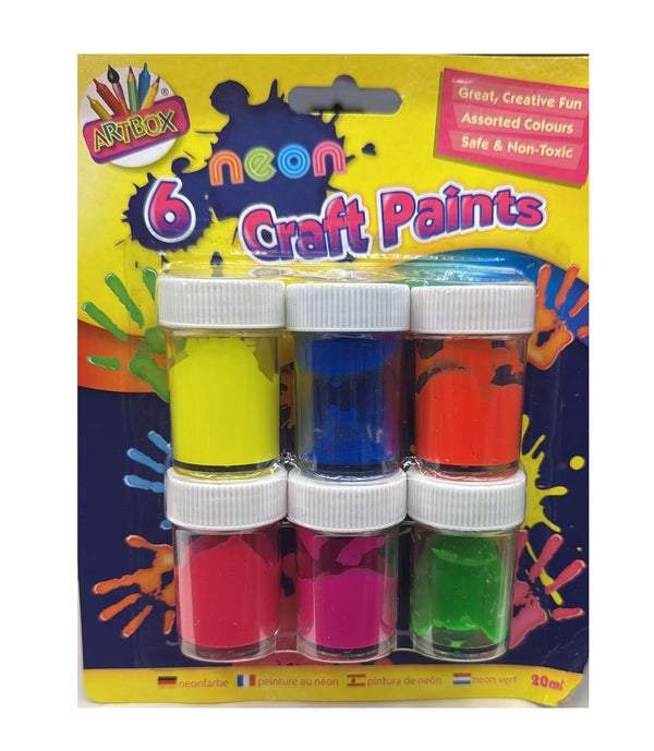 ARTBOX NEON FINGER PAINT POT 20ML PACK OF 6. TA5458