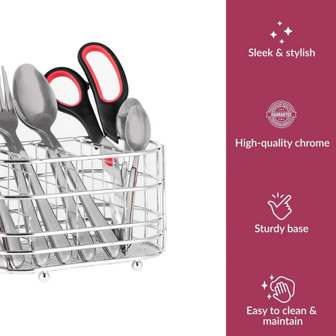 CHROME CUTLERY CADDY OVEL TRAY. AP5661