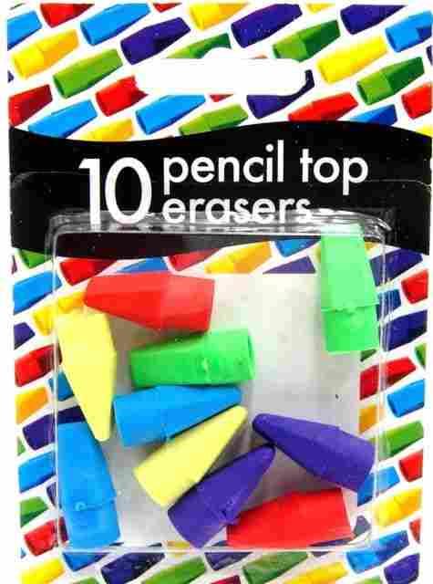 Pencil Top Erasers - COUNTY 10 Pack C852 for Clean Corrections