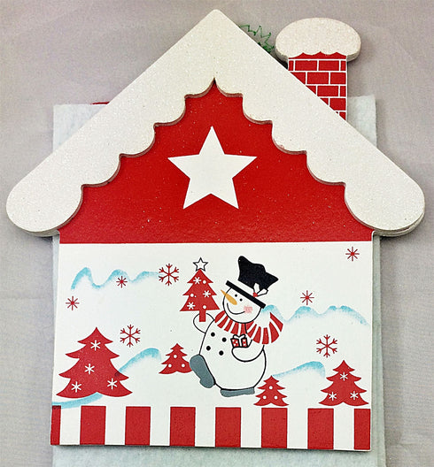 EXTRA LONG CUTE HOUSE RED WHITE FELT ADVENT CALENDAR WITH NUMBERED POCKET CHRISTMAS XMAS DECORATION. XM1944