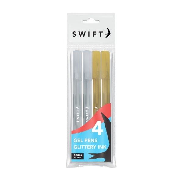 Glitter Gel Pens - SWIFT GOLD & SILVER 4 Pack P3061
