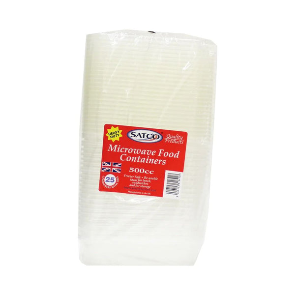 SATCO MICROWAVE CONTAINER WITH LIDS 500ML 25/PK. SATCO030