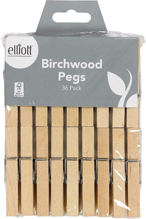 Birchwood Clothes Pegs - ELLIOTT 36 PCS Hardwood Laundry Clips