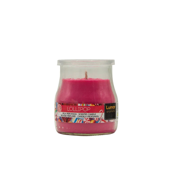 LUMAR AROMATIC LOLLIPOP SCENTED YOGURT GLASS CANDLE JAR 100GM 24HRS. PS109408