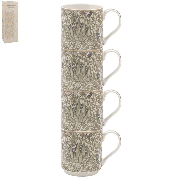 THE LEONARDO COLLECTION ARTICHOKE STACKING MUGS SET OF 4. LP96656