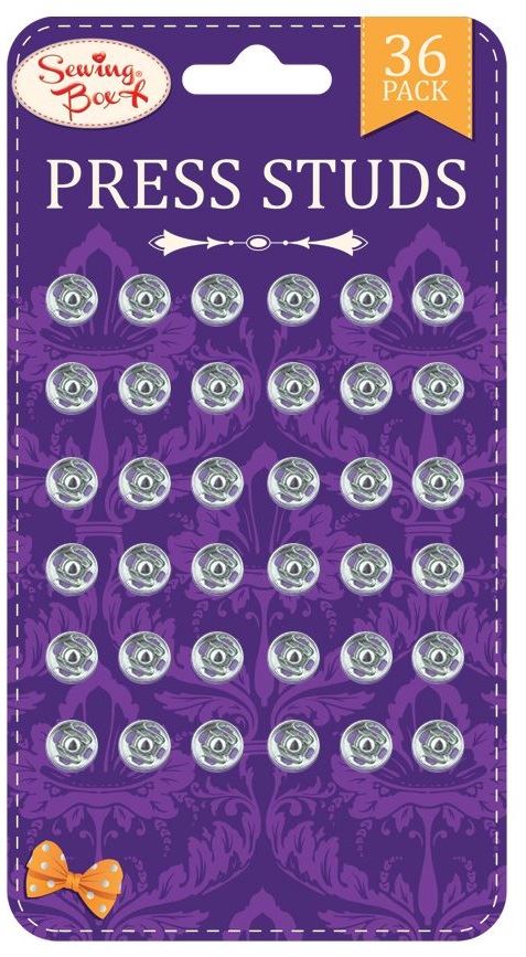 Sewing Box 24 Press Studs Silver Cloth Poppers Button Dressmaking Snap Fasteners