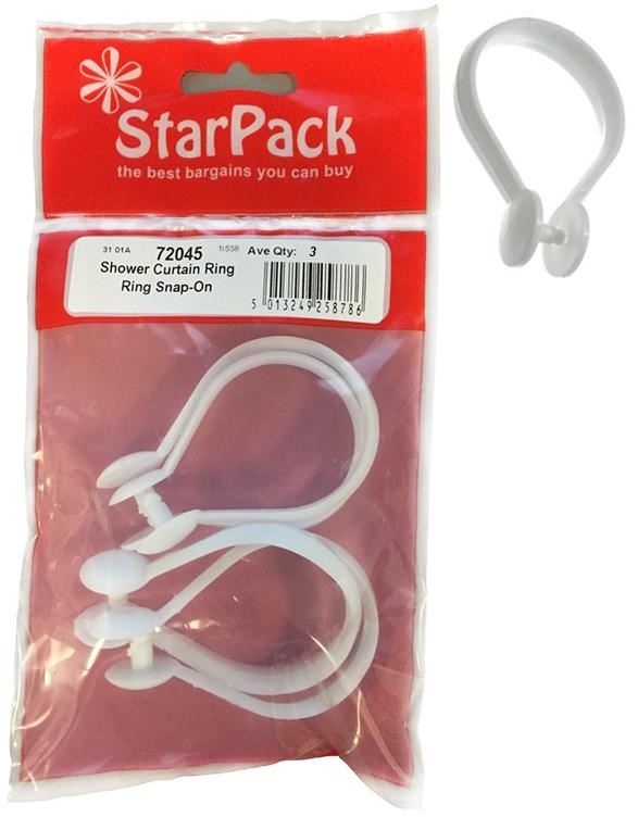 Shower Curtain Rings - STARPACK SNAP ON 3/PK 72045