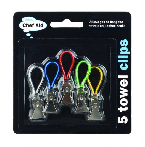 Kitchen Towel Clips - 5 Chef Aid Tea Towel Hooks 10E00999