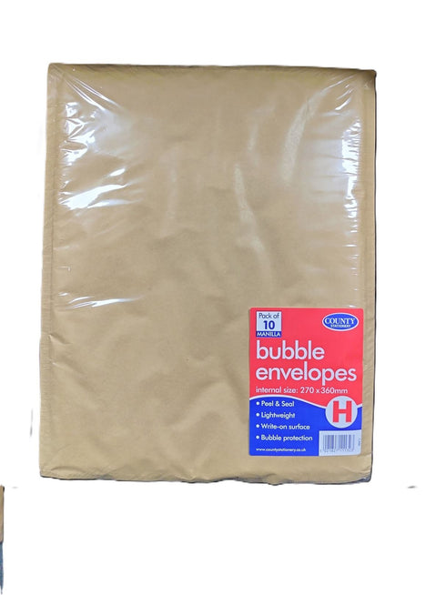 COUNTY GOLD BUBBLE ENVELOPES H 270MM X 360MM 10/PK. C488