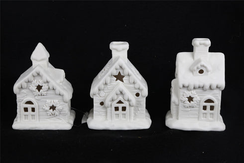ASSORTED DESIGN 10CM LED WHITE HOUSE. XMS0855