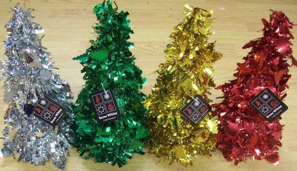 FOIL TINSEL TABLE TOP CHRISTMAS TREE OFFICE DESK XMAS DINNER PARTY DECORATION 10.5 2 PER PACK. 51478