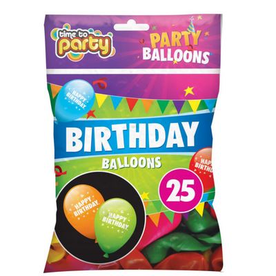 TIME TO PARTY HAPPY BIRTHDAY PARTY BALLOONS 25/PK. OL311360
