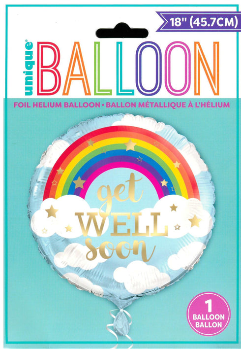 Get Well Soon Balloon - Cheerful Rainbow Foil Decoration