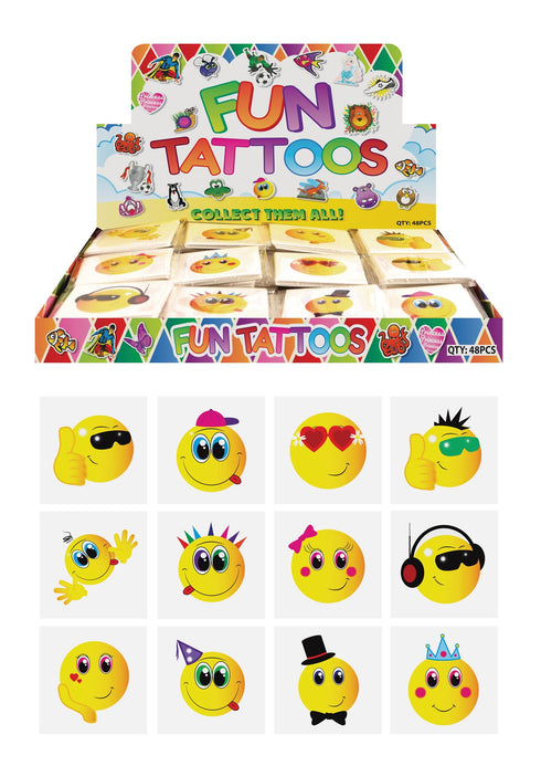 Smile Face Tattoos - 48 Pack Mini Temporary Tattoos for Kids N51043