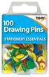 Coloured Drawing Pins - 100 Tiger Essential T301580