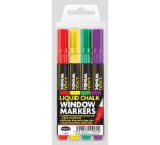 Liquid Window Markers - 4 Coloured Chalk C826 Set