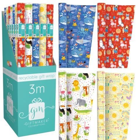 Kids Gift Wrap - GIFTMAKER Everyday Design Roll 69cm x 3m