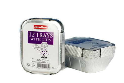 Foil Tray with Lids - Caroline 96x121x41mm Pack of 12