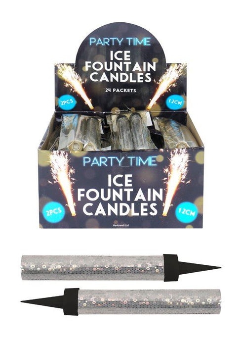 Silver Fountain Candles - Pack of 2, 12cm | X39122