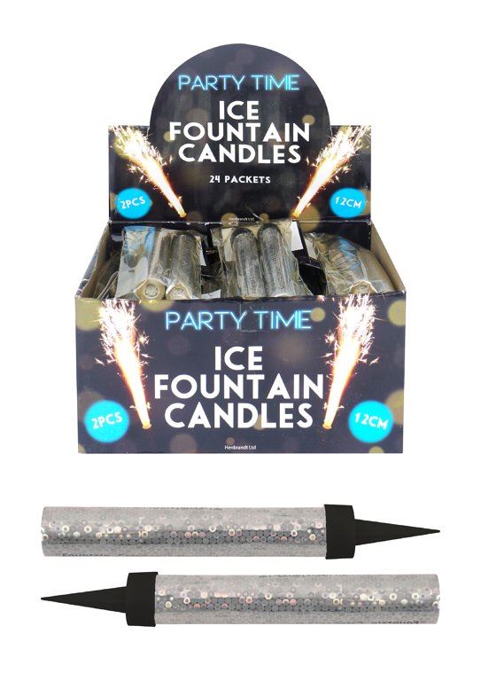 Silver Fountain Candles - Pack of 2, 12cm | X39122