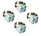 SET OF 4 SILVER PLATED NAPKIN HOLDER WITH CLEAR ACRYLIC STONES FLOWER. 101143FLOWER